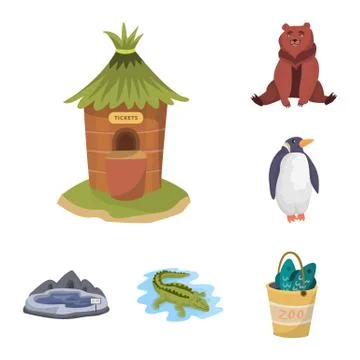 Vector design of zoo and park logo. Set of zoo and animal vector icon for stock Illustrazione stock