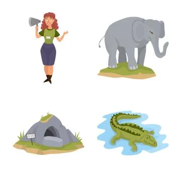 Vector design of zoo and park icon. Collection of zoo and animal vector icon for Illustrazione stock