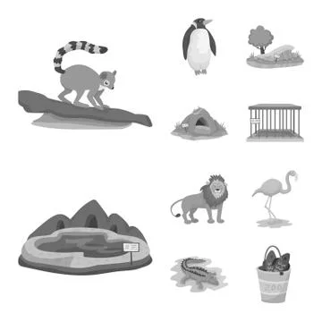 Vector design of zoo and park symbol. Set of zoo and animal stock vector Stock Illustration