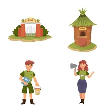 Vector design of zoo and park logo. Collection of zoo and animal vector icon for Illustrazione stock