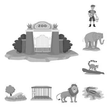 Vector design of zoo and park logo. Set of zoo and animal stock vector Stock Illustration