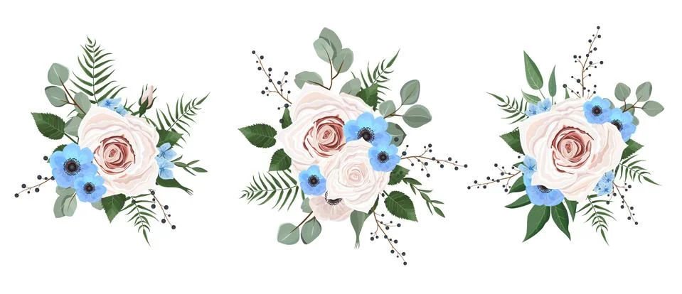 Vector designer elements set collection of green eucalyptus, art foliage natu 库存插图