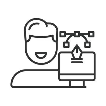 Vector designer, icon in line design. Vector designer, graphic design Stock Illustration