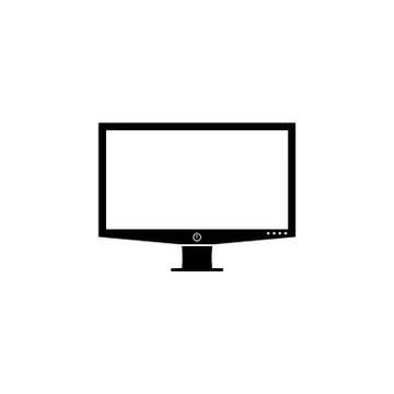 Vector Desktop Computer Icon black on white background Stock Illustration