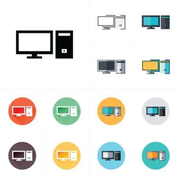 Vector Desktop Computer Icon Stock Illustration