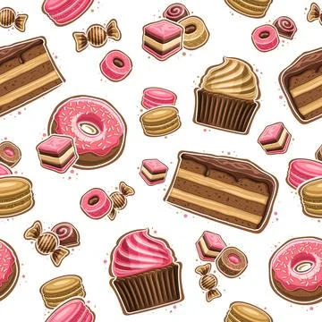 Vector Dessert Seamless Pattern Stock Illustration