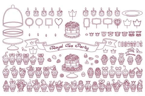 Vector dessert tea party set Stock Illustration