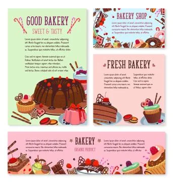 Vector desserts and cakes for bakery menu template Stock Illustration