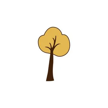 Vector detached tree linden with yellow leaves icon. Vector small tree icon Stock Illustration