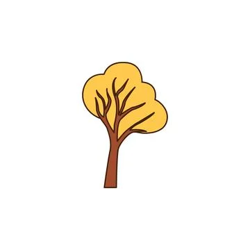 Vector detached tree linden with yellow leaves icon. Vector autumn and dried Stock Illustration