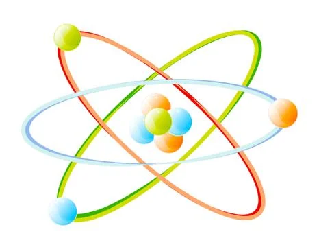 Vector detail of atom isolated over white background Stock Illustration
