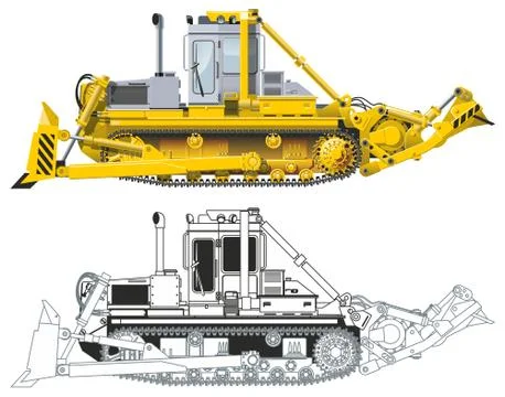 Vector Detailed Buldozer Stock Illustration