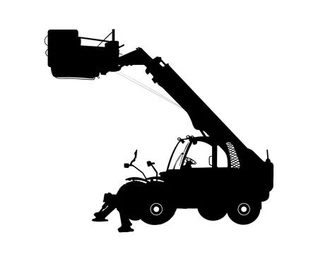 Vector detailed silhouette of elevator construction machine isolated on Stock-Illustration
