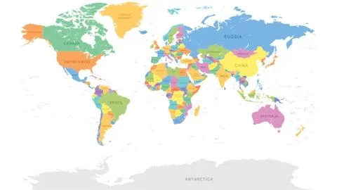 Vector Detailed World Map Stock Illustration