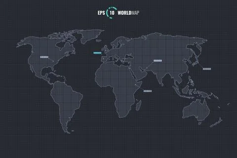 Vector detailed world map Stock Illustration