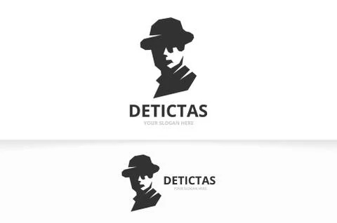 Vector detective logo combination. Unique private logotype design template. Stock Illustration