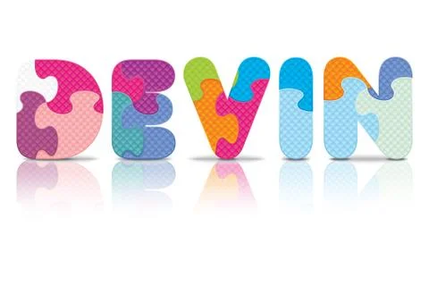Vector devin written with alphabet puzzle Stock Illustration