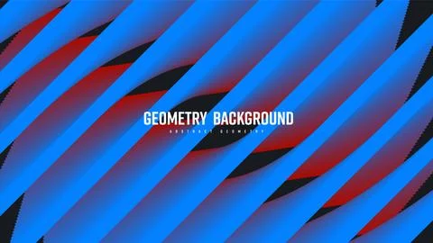 Vector diagonal illustration, gradient blue, red 3d lines, abstract blend s.. Stock Illustration