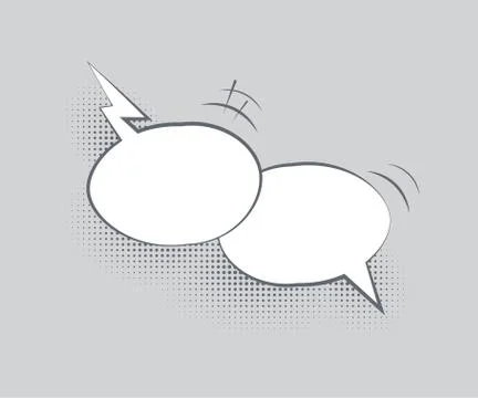 Vector dialog template. Two blank overlapping speech bubbles with halftone Stock Illustration