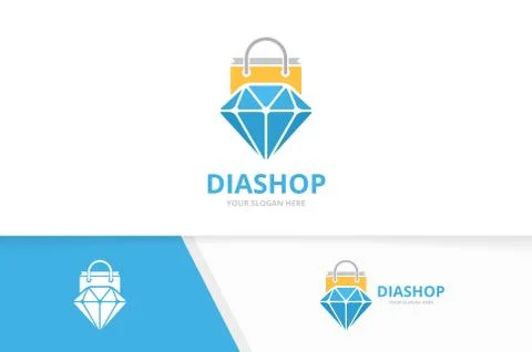 Vector diamond and shop logo combination. Jewelry and sale symbol or icon Stock Illustration