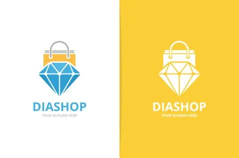 Vector diamond and shop logo combination. Jewelry and sale symbol or icon Stock Illustration