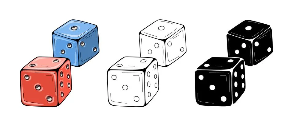 Vector dices icon. Two-tone version on blue and red colors Stock Illustration