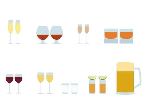 Vector different alcohol glasses icons Stock Illustration