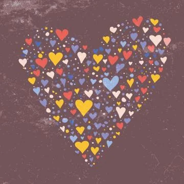 Vector different color hearts forming one heart Stock Illustration
