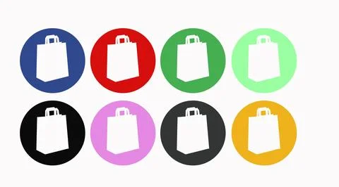 Vector Different Colors Take away bag icon set. Illustrazione stock