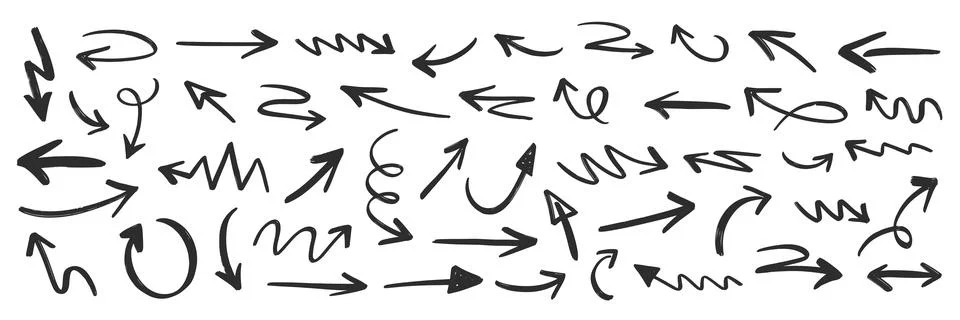 Vector Different Scribbles Arrows Marks Icons Set Stockillustratie