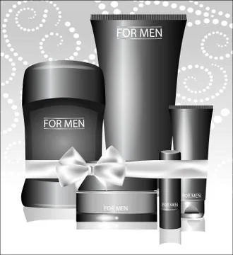 Vector different types of cosmetics for men Stock Illustration