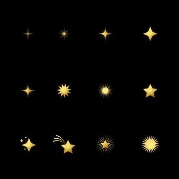 Vector Different Types of Stars Icon set Stock Illustration