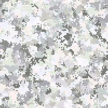 Vector Digital Abstract Black and White Halftone Winter Urban Army Pixel Print Stockillustratie