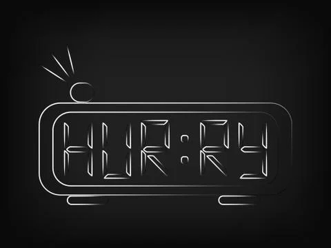 Vector digital alarm clock with text Hurry Stock Illustration