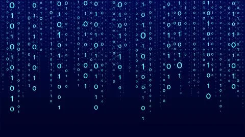 Vector digital blue background of streaming binary code. Matrix background .. Stock Illustration