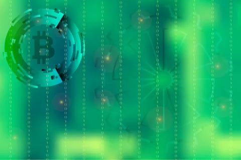 Vector digital business with binary code and bitcoin symbol in green Stock Illustration