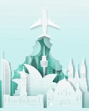 Vector digital craft of Australia landmark, travel and tourism concept. Stock Illustration