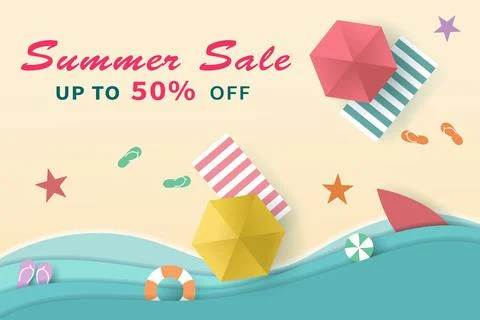 Vector of digital craft style for Summer sale banner. Stock Illustration