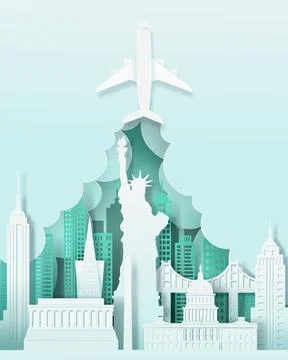 Vector digital craft of USA landmark, travel and tourism concept. Stock Illustration