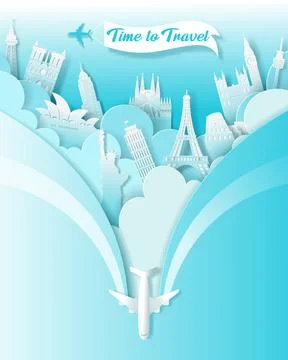 Vector digital craft of the world landmark, travel and tourism concept. Stock Illustration