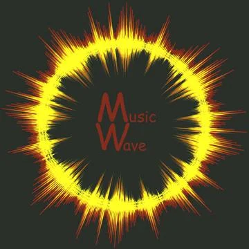 Vector digital explosion colorful waveform banner.Round sunburst music wave Stock Illustration