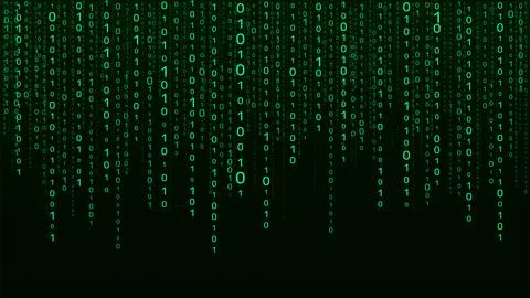 Vector digital green background of streaming binary code. Matrix background.. Stock Illustration