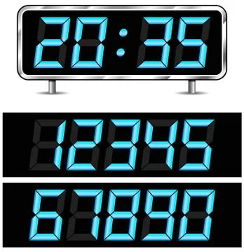 Vector digital metal clock Illustrazione stock