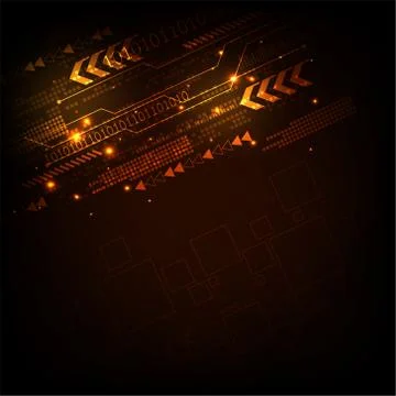 Vector digital technology concept on a dark orange background. Illustrazione stock