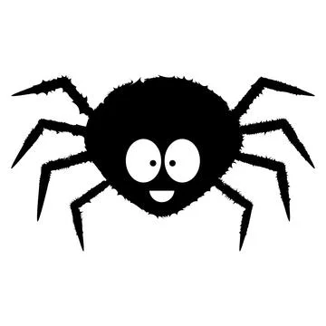 Vector dimensionless graphics. Funny, cute, funny, joyful and fluffy spider. Stock Illustration