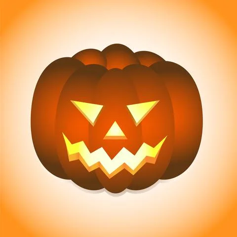 Vector dimensionless graphics. Halloween character. Cute funny bright pumpkin 스톡 일러스트