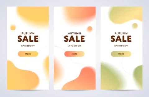 Vector dinamic liquid autumn color sale vertical banner template set. Illustrazione stock