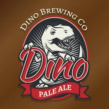 Vector dino craft beer logo concept. T-rex bar insignia design. Pale ale label Stock Illustration