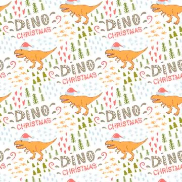 Vector Dino pattern.Vector seamless pattern with Tyrannosaurus Stock Illustration