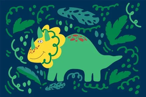 Vector Dinosaur on abstract background. Cartoon illustration of a Dinosaur in Stock Illustration